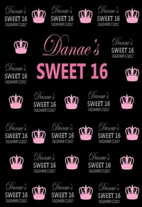 60TH SIXTIETH SIXTY BANNER BLACK PINK BACKDROP DECORATION BIRTHDAY PARTY - Picture 1 of 4