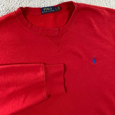 Polo Ralph Lauren Sweatshirt Mens LT Big & Tall Fleece Pony Pullover Crew Red - Image 1 of 4