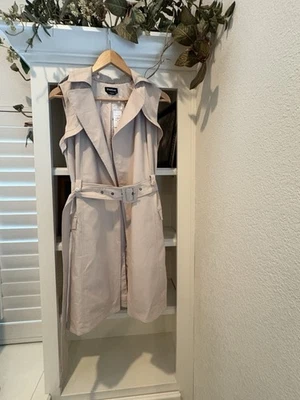 NUEVO CON ETIQUETAS Bebe Cargo Doble Pecho Solapa Cinturón Gabardina Chaleco Chaqueta Sin Mangas S Foto 1 de 4