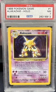 Juego base Pokemon TCG 1999 Pokemon Alakazam Holo #1 PSA 7 casi nuevo de colección - Imagen 1 de 8
