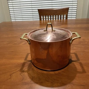 Vintage Revere Ware 1776-1976 4 Qt Stock Pot, Copper, Brass, SS W/Lid - Picture 1 of 8
