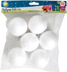 Craft Planet Polystyrene Balls 6 Pieces, White, 6Cm, Shapes for Arts and Crafts, - Picture 1 of 12