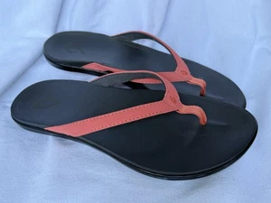 Olukai Womens Ho'Opio Flip Flop Beach Sandals Size 7 Pink Black Synthetic - Picture 1 of 5