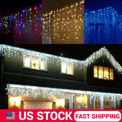 13FT Curtain Icicle Lights Wedding Party LED Fairy Christmas Indoor Outdoor - Image 1 of 4