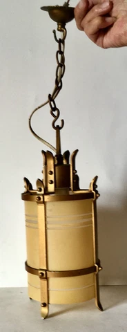 Original Vintage Art Deco Cylindrical Thick Glass Ceiling Shade With Fitting Cover