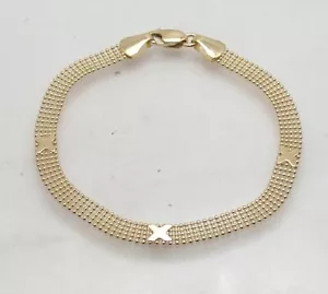 7" Five Row Ball Chain Link Bracelet with X Hug Stations REAL 14K Yellow Gold - Picture 1 of 4