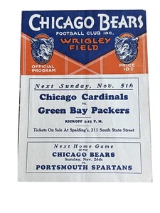 Antique Football Program 1930's Chicago Bears Football Bears vs New York Giants - Picture 1 of 15