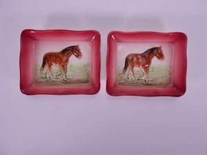 Hal-Sey Fifth Japan Vintage Porcelain Horse Trinket Dishes/Plates 3.5" Set of 2 - Picture 1 of 9