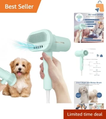 2-in-1 Dog Blow Dryer & Slicker Brush with Overheating Protection - Light Blue - Image 1 of 4