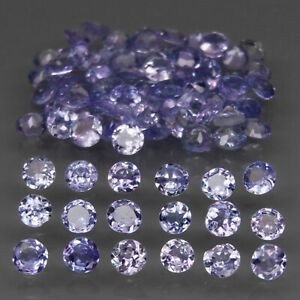 Round Diamond Cut 2.2 mm.Natural Purplish Blue Tanzanite Tanzania 90Pcs/4.05Ct.