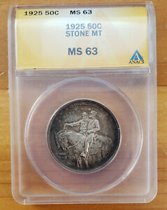1925 STONE MOUNTAIN 50 CENT MS63 BY ANACS
