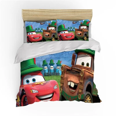 McQueen Cars Mater King Single Double Queen King Bed Quilt Doona Duvet Cover Set — 第 1/2 张图片