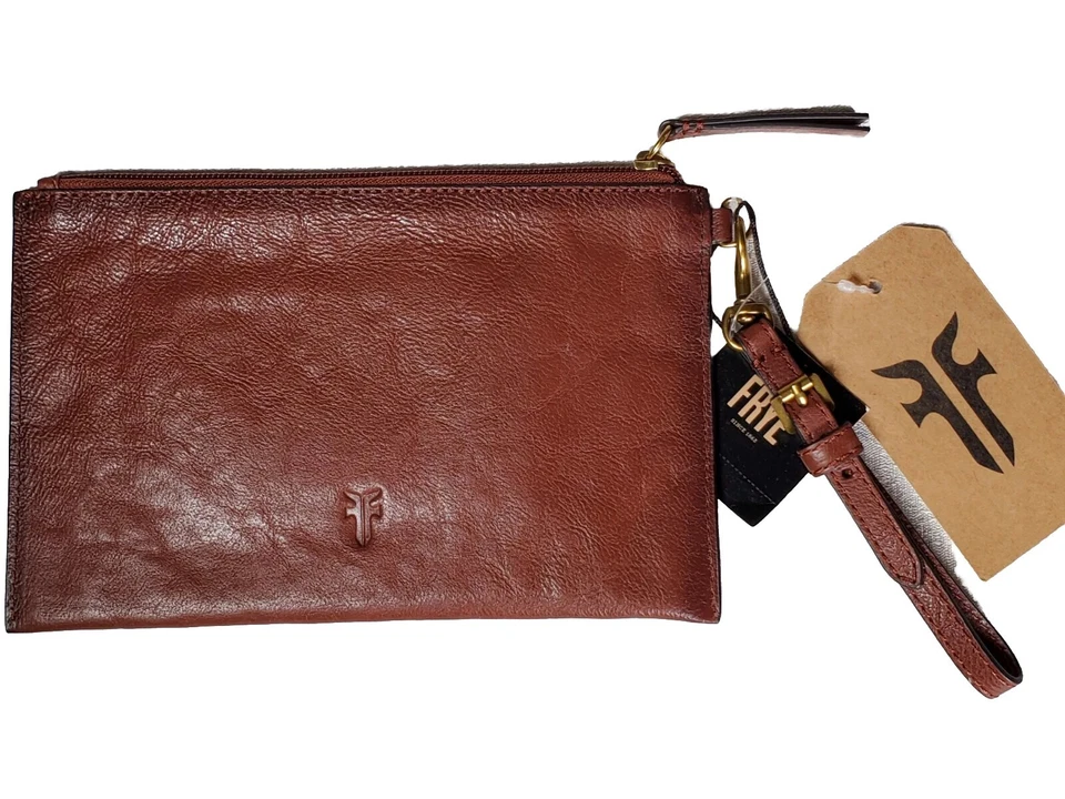 Frye Leather Wristlet Wallet With Tags Cognac Db0625