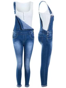 Dungarees Slim Fit Stretch Denim Blue Girls Age 8 10 12 14 16 Years Jeans - Picture 1 of 7