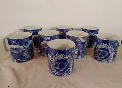 Spode Blue Room Collection SUNFLOWER 8 oz Coffee Cup / Mug Rare find (Set of 8)  - Image 1 of 4