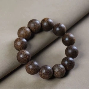 Vietnam Nha Trang Grade A Natural Bai Qinan Agarwood Buddha Lucky Gift Bracelet - Picture 1 of 5