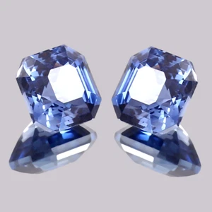 Natural Ceylon Blue Sapphire Asscher Cut Loose Gemstone Matching Pair 16.00 Ct - Picture 1 of 5