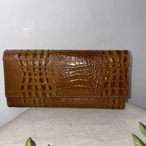 Vintage Small Brown Croc Leather Wallet Purse Bag Pierre Cardin - Picture 1 of 6