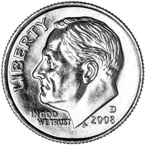 2008-D   FRANKLIN D. ROOSEVELT DIME  UNCIRCULATED STOCK Cover