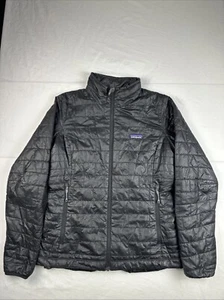 Patagonia Nano Puff Jacket Primaloft Black Womens Medium Small Flaw Embroidery - Picture 1 of 12