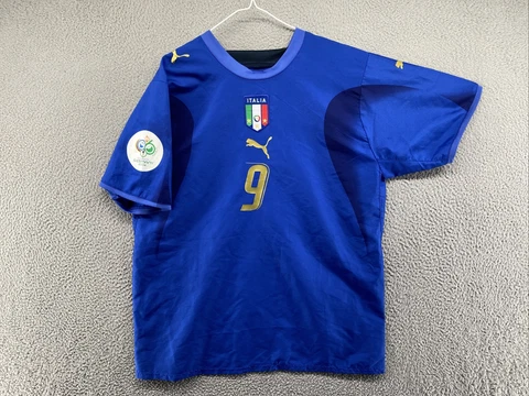 Puma Italia 2006 Toni #9 Home Football Shirt Soccer Jersey Men Size XL Cover