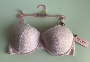 Juicy Couture Sexy Push Up Bra Sz 38D Parfait Pink Underwire JC6914D Lace NEW - Picture 1 of 9