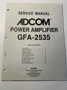 ADCOM GFA-2535 Power Amplifier Amp Service Manual Original OEM Vintage - Picture 1 of 4