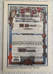 The Scroll Which "Tenders The Freedom Of The City Of New York"  Postcard (B1) - Picture 1 of 2