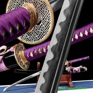 Real Yokote Purple Smoke Katana Folded Steel Clay Tempered Japanese Sword #1243 - Picture 1 of 12