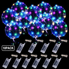 10 PCS LED Light Up BoBo Balloons 20" Clear Bubble Balloon Birthday Party Decor