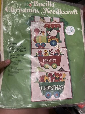 Bucilla ‘Santa’s Express’ Jeweled Christmas Card Holder w/ Pockets Needlecraft - Image 1 of 2