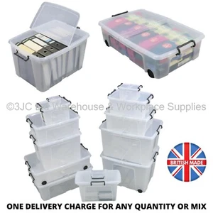 Smart Storemaster Premium Clear Plastic Storage Boxes Box & Lids Choice 12 Sizes - Picture 1 of 19