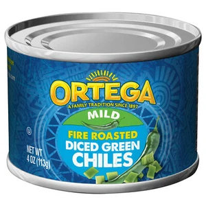 Ortega Fire Roasted Mild Diced Green Chiles, Kosher, 4 oz (Canned) - Picture 1 of 1