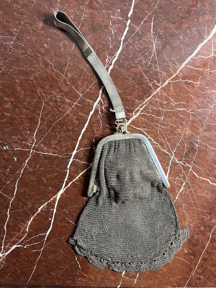 Ancien, Petit Sac En Maille Vers 1900 - Photo 1/4