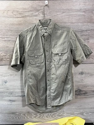 Wrangler Rugged Wear s Medium Fishing Outdoor Shirt Khaki Light Green Casual - Image 1 of 3