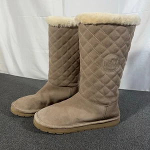 Michael Kors Fur Lined Boots Womens Size 10M Sandy Suede Quilted - Picture 1 of 15