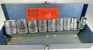 globe master 1/2" drive socket set 12 pt made in japan w/case - 9 pcs - Bild 1 von 8
