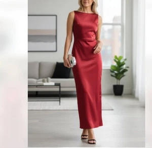 Neu ohne Etikett Abercrombie & Fitch hochgeschlossenes geformtes Satin-Midikleid – Anlasskleidung LT - Bild 1 von 7