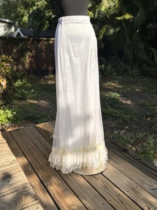 1970s “Trashy” Mesh Lace Velvet Trim Prairie Victorian Maxi Skirt - Picture 1 of 12