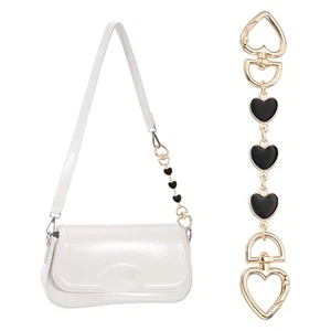 Bag Extender Chain, 1 Pcs Purse Strap Heart Shape Chain, Black - Picture 1 of 5