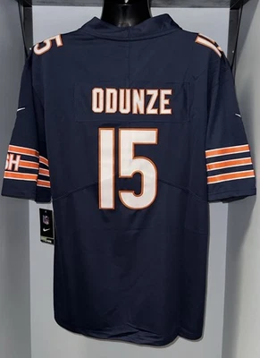 NIKE Rome Odunze #15 Chicago Bears Stitched Navy Blue On Field Jersey NWT