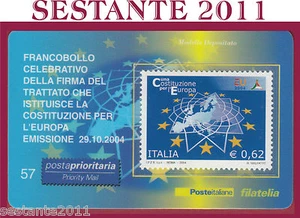 TESSERA FILATELICA FRANCOBOLLO CELEBRATIVO COSTITUZIONE PER L'EUROPA 2004 F57 - Imagen 1 de 1