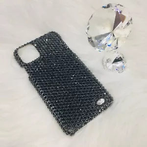 Funda trasera ostentosa para iPhone 11 Pro con cristales de Swarovski negros hematita a reacción - Imagen 1 de 2