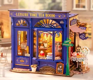 ROBOTIME DIY Miniature House Kit with LED & Furniture - Leisure Time Tea Room - Picture 1 of 8