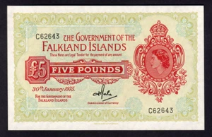 FALKLAND ISLANDS P-9b. 1975 5 Pounds.. Elizabeth 11 Portrait.. aU-UNC - Imagen 1 de 2