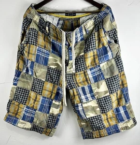 Vintage Nautica Jean Co Shorts Mens 38 Patchwork Camouflage Plaid Casual - Picture 1 of 9