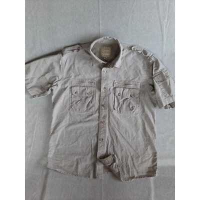VTG Cabela's Safari Series Men Medium Aviator Edge Sweat Button Shirt SS Pocket - Image 1 of 4