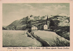 1181) CARTOLINA SAINT NICOLAS VALLE D'AOSTA CHIESA MONTE EMILIUS EDIZIONE ENRICO - Picture 1 of 2