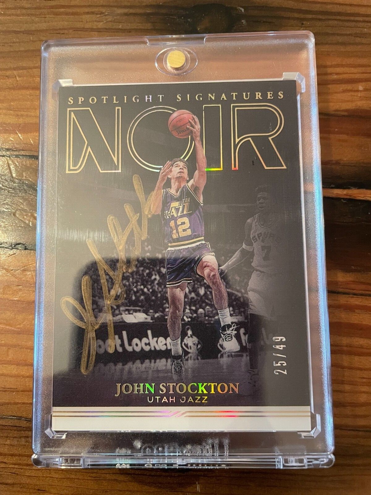 2020-2021 John Stockton Panini Noir Spotlight Signatures On Card Auto 25/49 Jazz