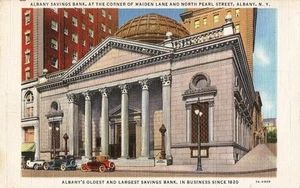 Postcard New York Albany Savings Bank Linen 1944  - Picture 1 of 1